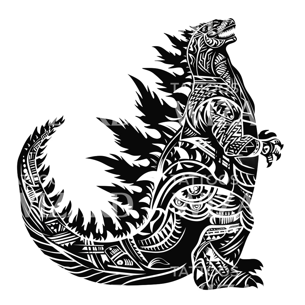 Tribal Godzilla Tattoo Design