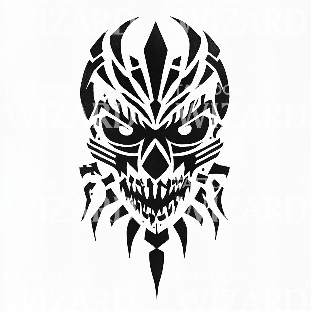 Tribal Skull Fierce Tattoo Design