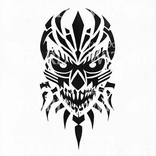 Tribal Skull Fierce Tattoo Design