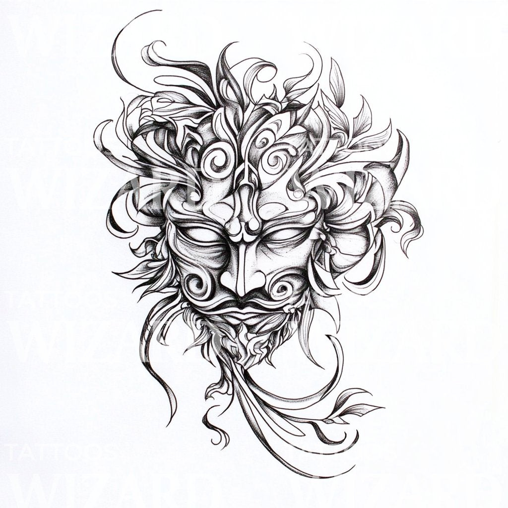 Venetian Mask of Suspense Tattoo Design