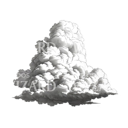 Vintage Cloud Drawing Tattoo Idea