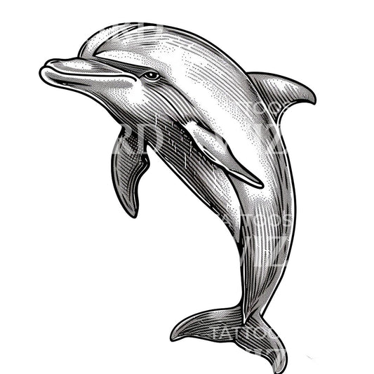 Vintage Dolphin Tattoo Idea
