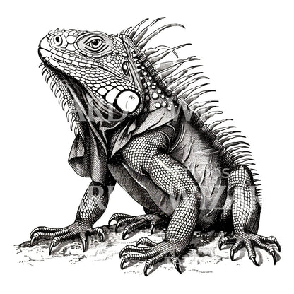 Vintage Iguana Ink Tattoo Idea