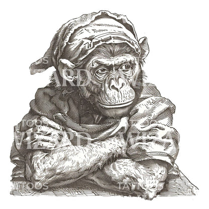 Vintage Medieval Monkey Peasant Tattoo Idea