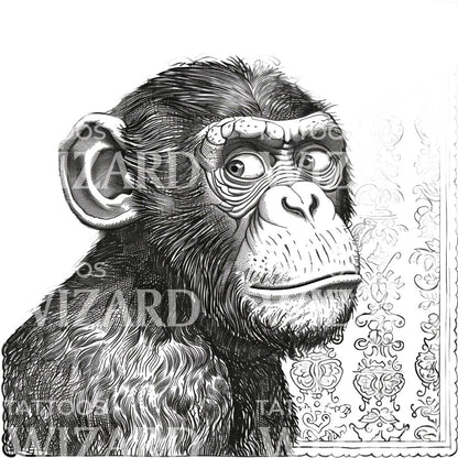 Vintage Monkey Stamp Tattoo Idea