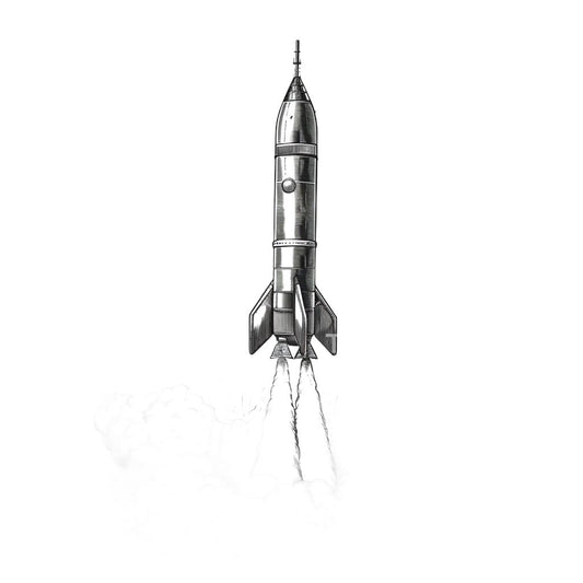 Vintage Rocket Launch Tattoo Idea