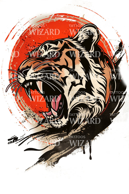 Vintage Tiger Tattoo Design