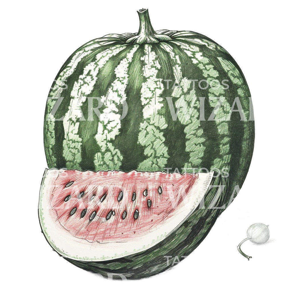 Vintage Watermelon Color Tattoo Idea