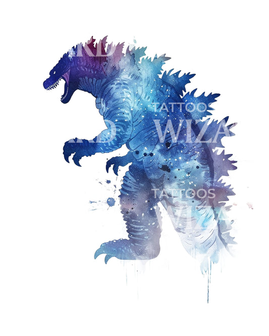 Watercolor Godzilla Tattoo Design