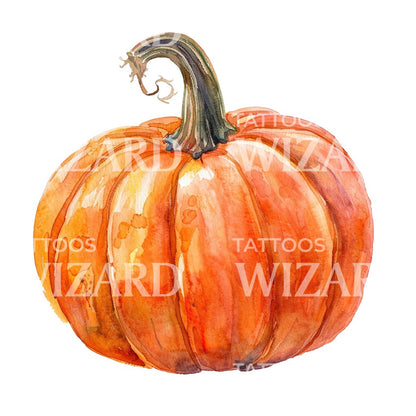 Watercolor Pumpkin Tattoo Idea