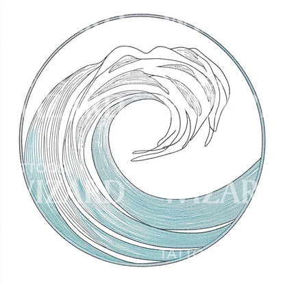 Wave Fineline Minimalist Design Tattoo Design
