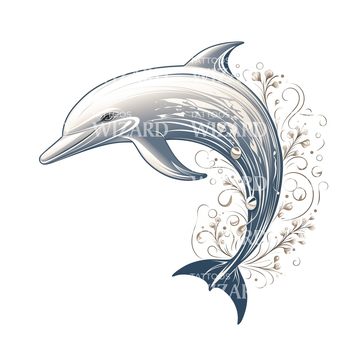 White Delicate Dolphin Tattoo Design