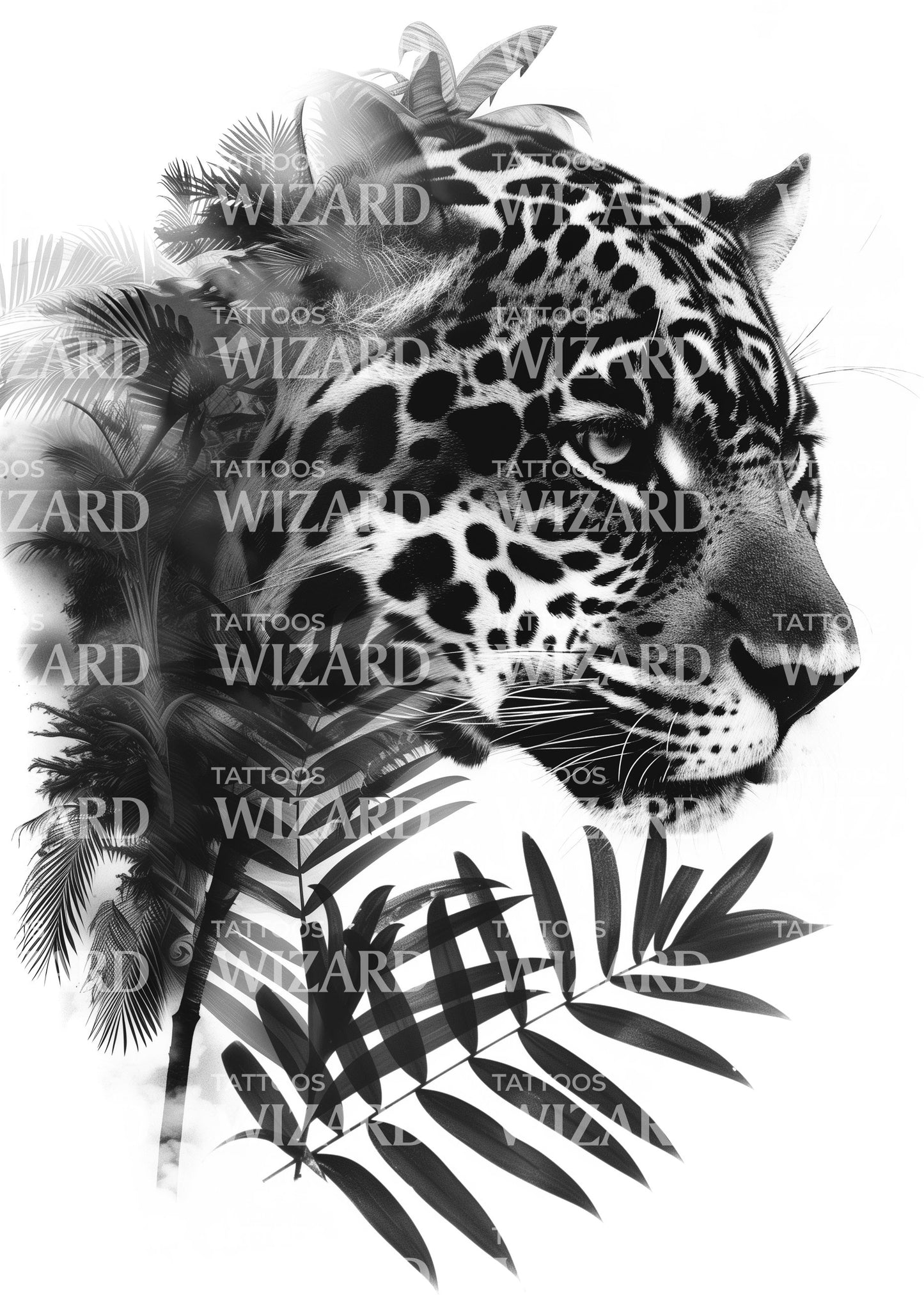 Wild Jungle Leopard Tattoo Design