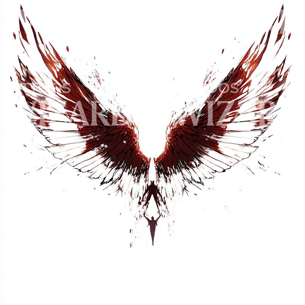 Wings of Freedom Full of Blood Tattoo Design