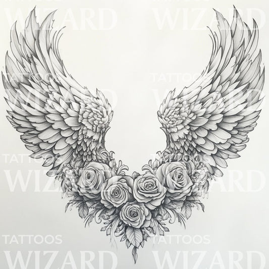 Wings of Roses Elegant Symbol Tattoo Design