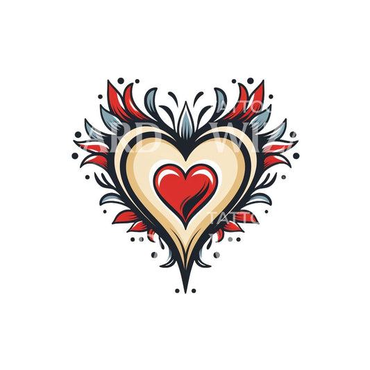 Tiny Heart Old School Tattoo Design