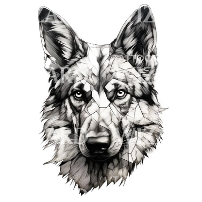 Geometric German Shepard Tattoo Design