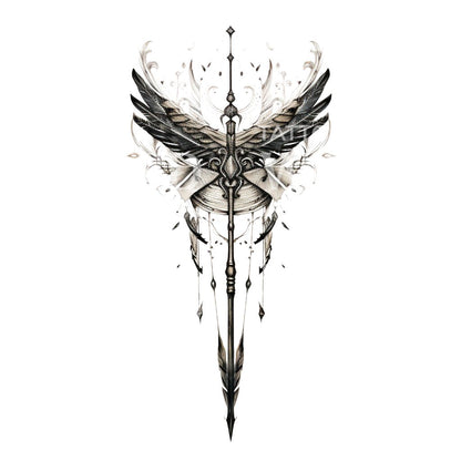 Warrior Ornamental Feathers Tattoo Design
