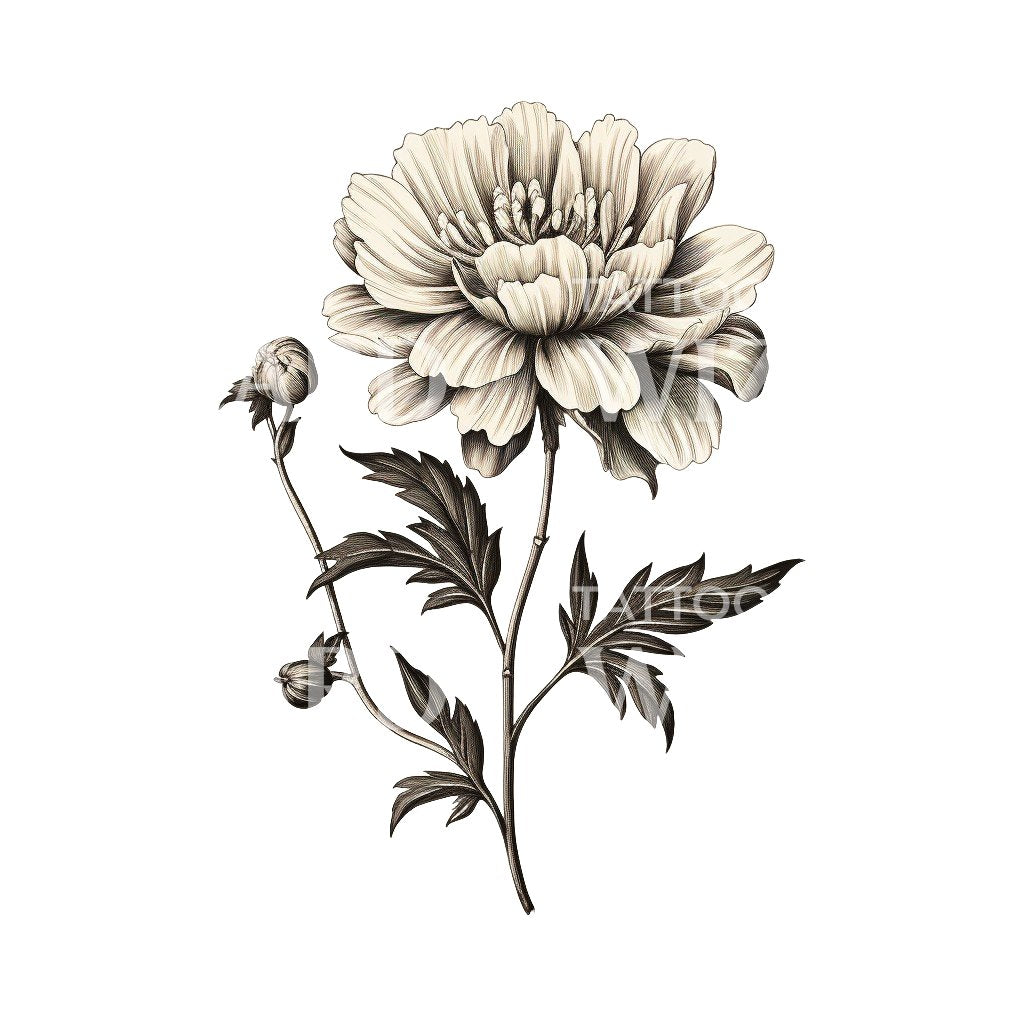 Vintage Flower Illustration Tattoo Design
