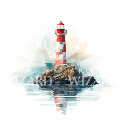 Geometric Lighthouse Tattoo Design