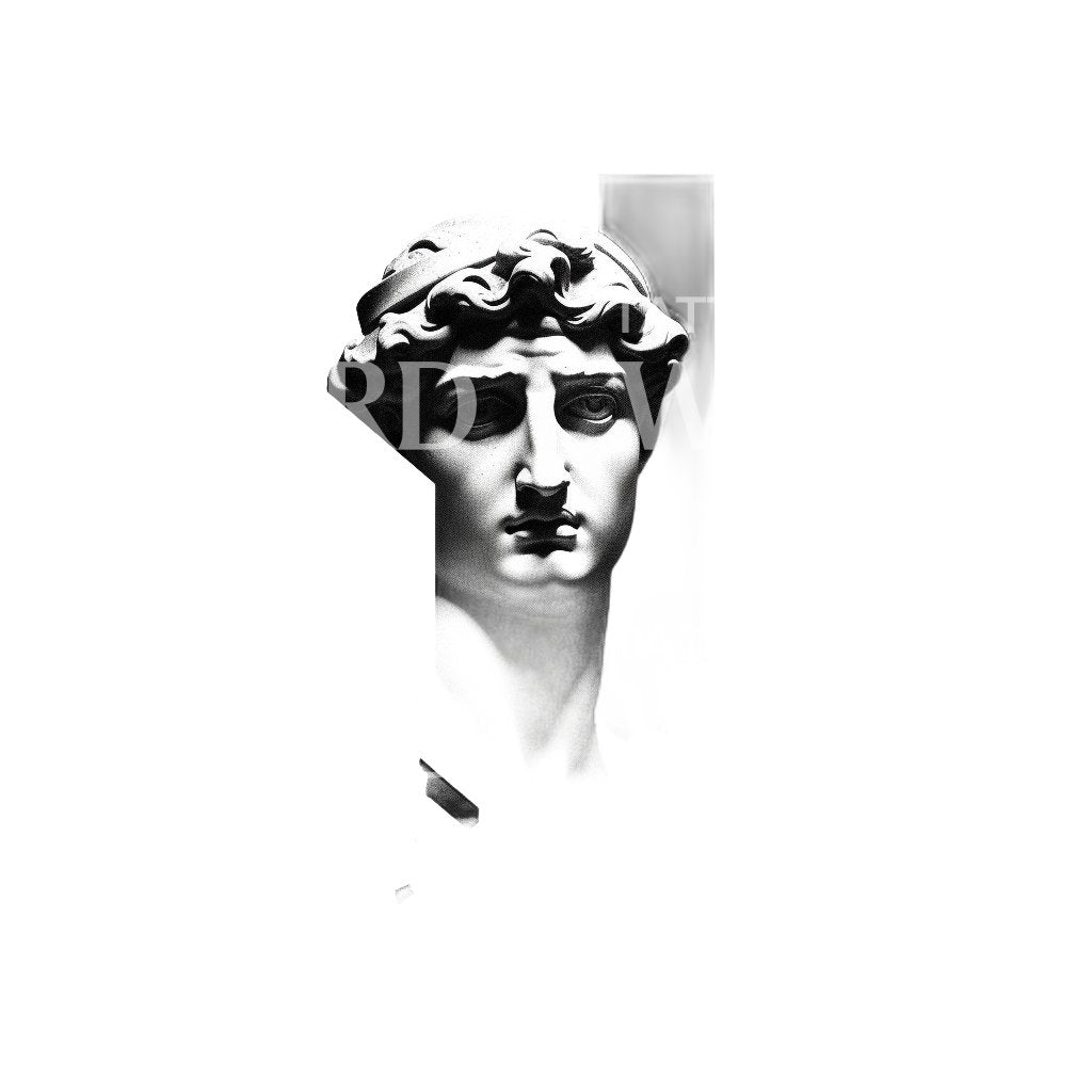 Conception de tatouage de buste grec contemporain
