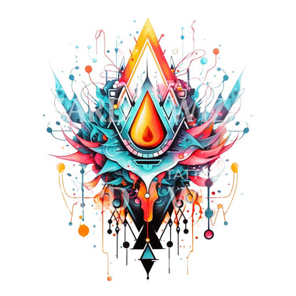 Psychedelic Neon Complex Tattoo Design