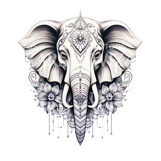 Indisches Elefanten-Ornament-Tattoo-Design