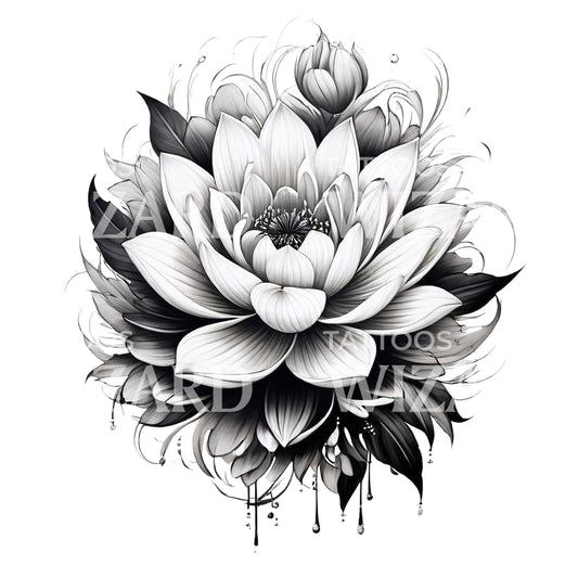 Blumen-Lotusblumen-Tattoo-Design