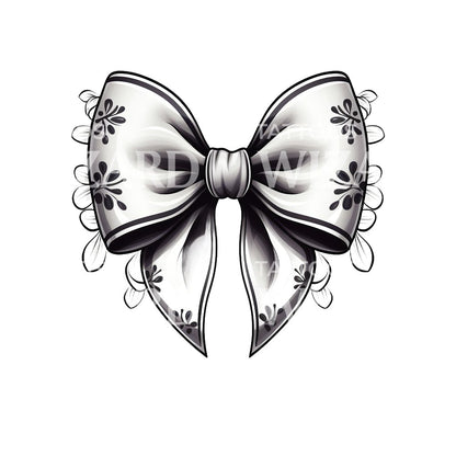 Black and Grey Simple Bow Tattoo Design