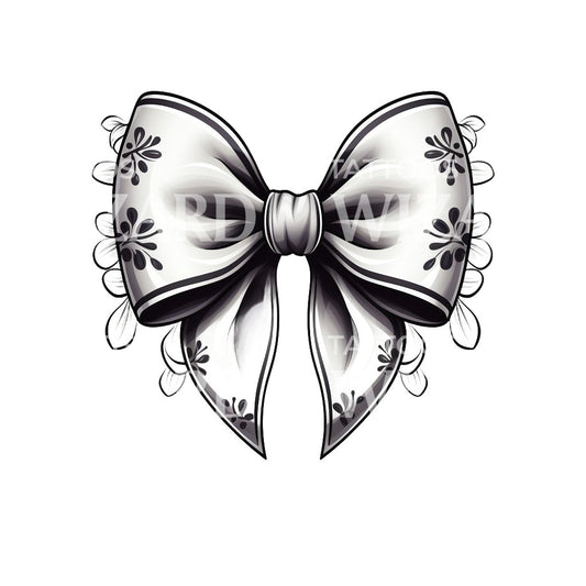 Black and Grey Simple Bow Tattoo Design