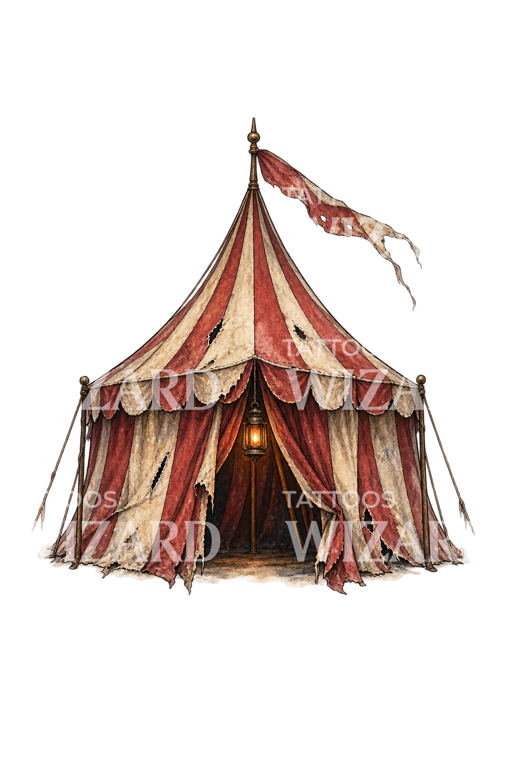 Tatuagem de tenda de circo abandonada