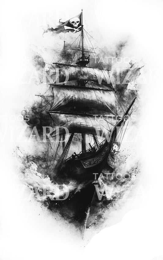 Abandoned Corsair with Jolly Roger Tattoo Idea