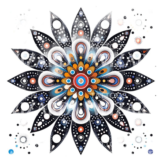 Farbenfrohes Mandala-Tattoo-Design der Aborigines