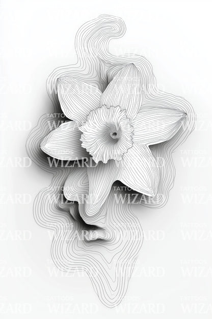 Idée de tatouage abstrait 3D de jonquille torsadée
