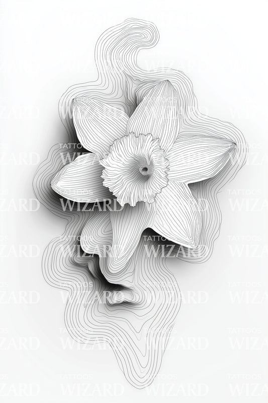 Abstract 3D Daffodil Twist Tattoo Idea