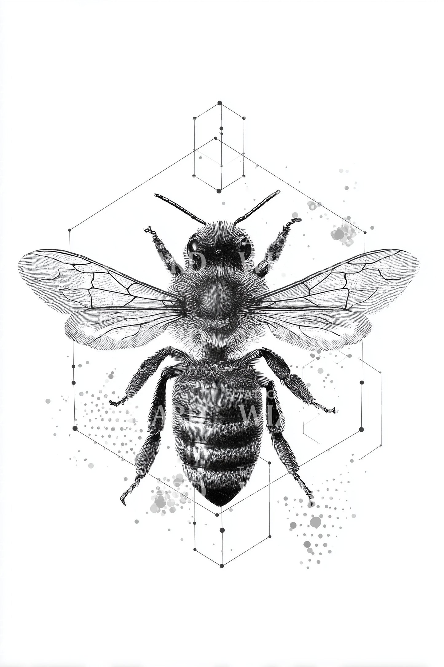 Abstract Bee Geometry Tattoo Design