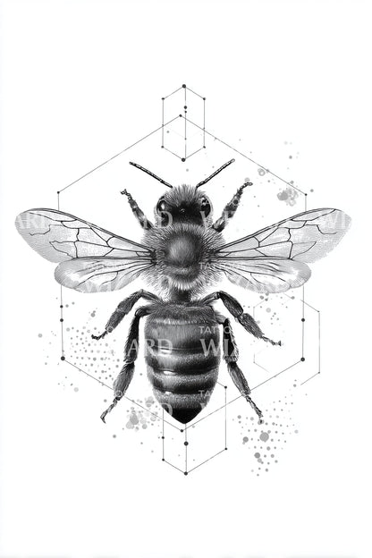 Abstract Bee Geometry Tattoo Design