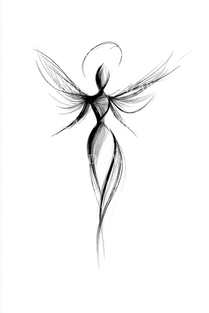 Abstract Christmas Fairy Tattoo Illustration