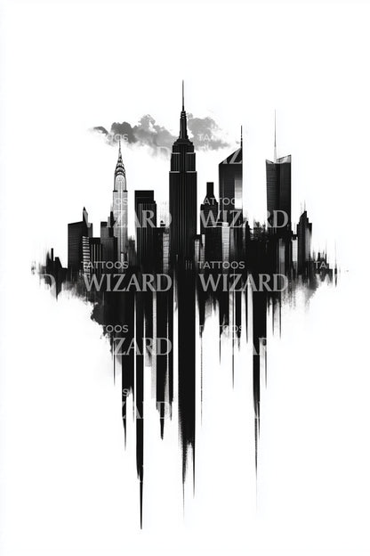 Abstract City Soundwave Tattoo Design