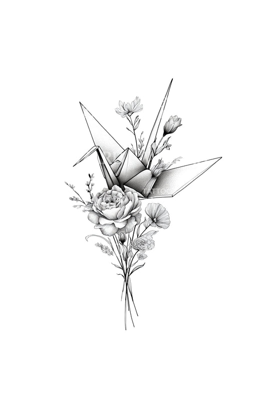 Abstract Crystal Bouquet Tattoo Design