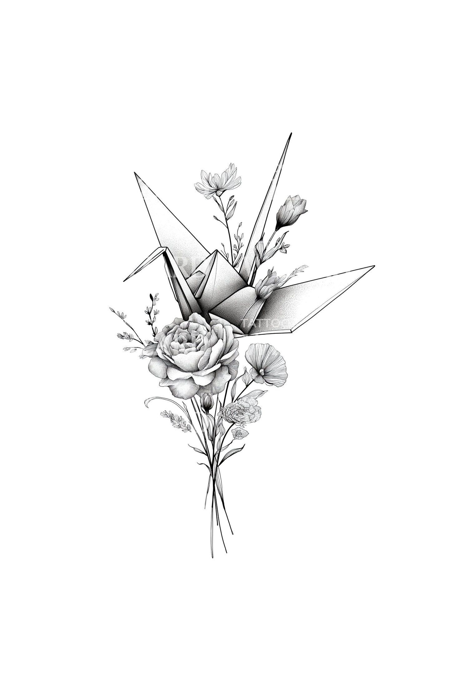 Abstract Crystal Bouquet Tattoo Design