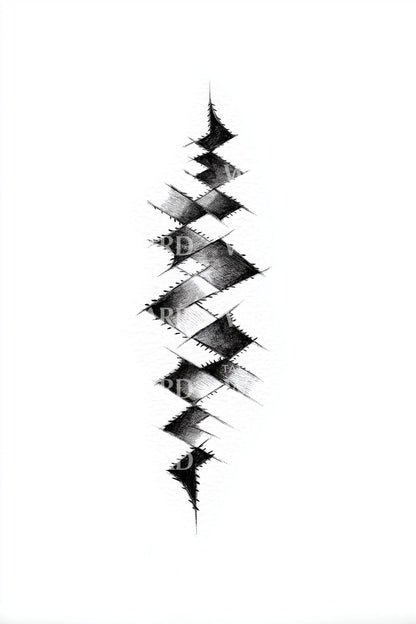 Design Abstrato de Tatuagem de Diamante na Coluna Vertebral