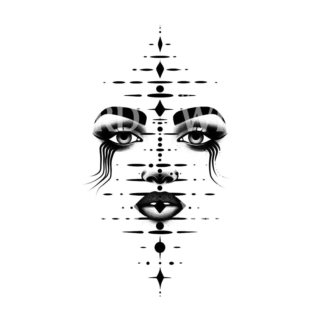 Abstract Face with Mystical Balance Tattoo Design