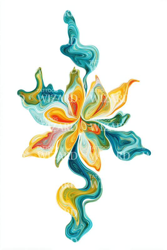 Abstraktes florales Schwung-Tattoo-Design