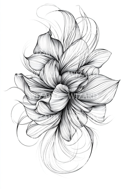抽象花卉旋涡纹身插图