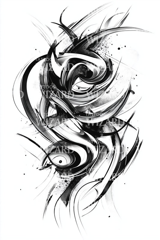 Abstract Flowing Lines Tattoo Design