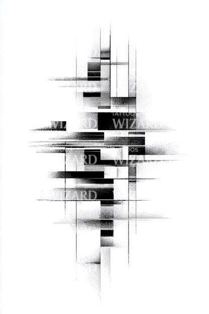 Abstract Glitch Blocks Tattoo Design