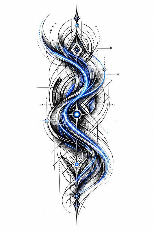 Abstract Glow Wave Tattoo Design