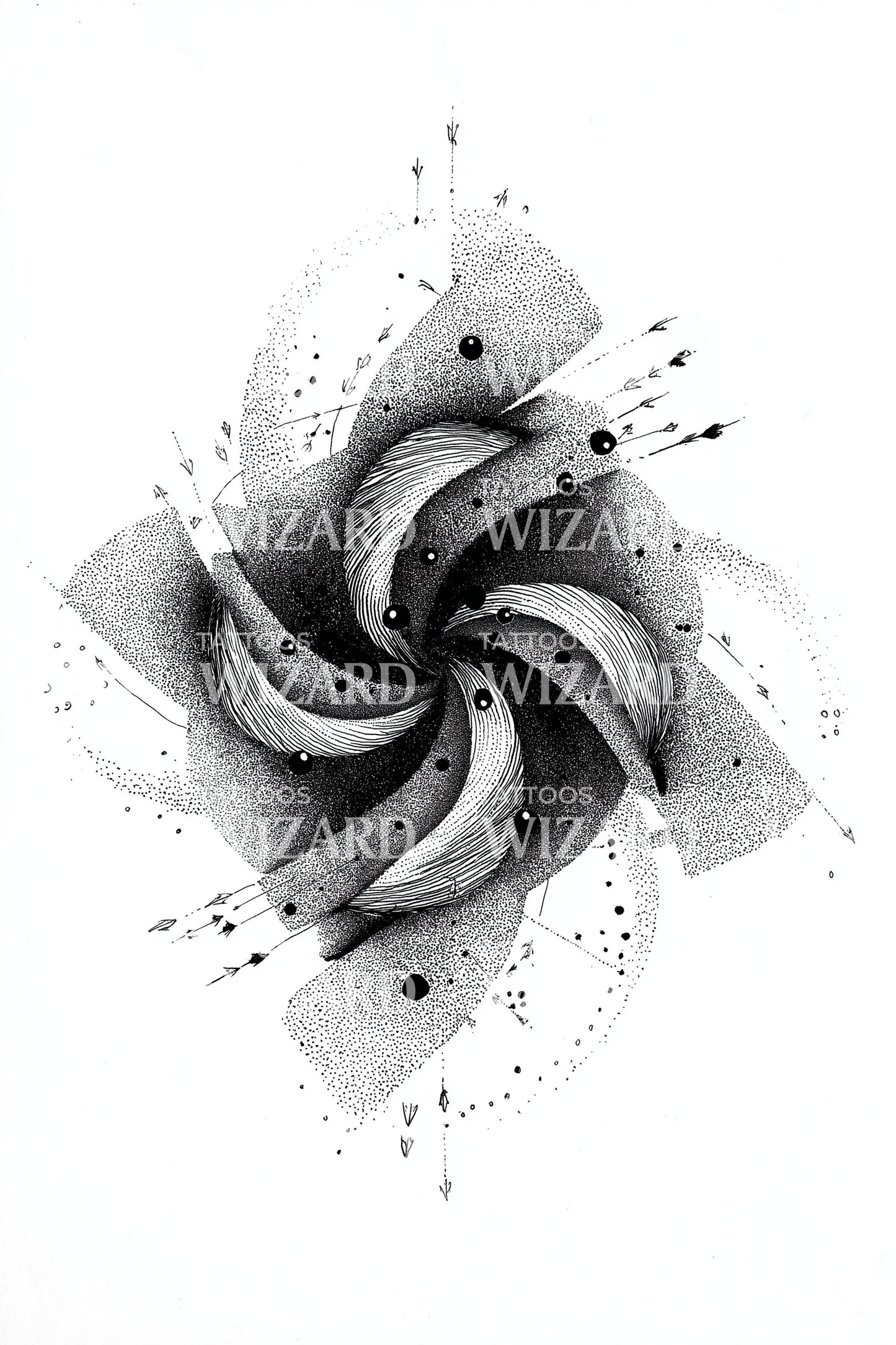 Abstract Ink Swirl Tattoo Illustration
