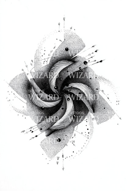 Abstract Ink Swirl Tattoo Illustration